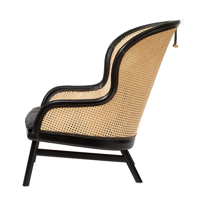 Dandy fauteuil, Beuk-sv gebeitst-Tärnsjö leer zwart Gärsnäs