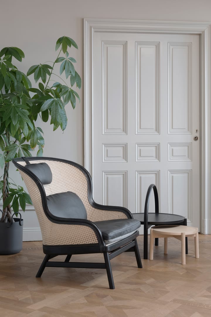 Dandy fauteuil, Beuk-sv gebeitst-Tärnsjö leer zwart Gärsnäs