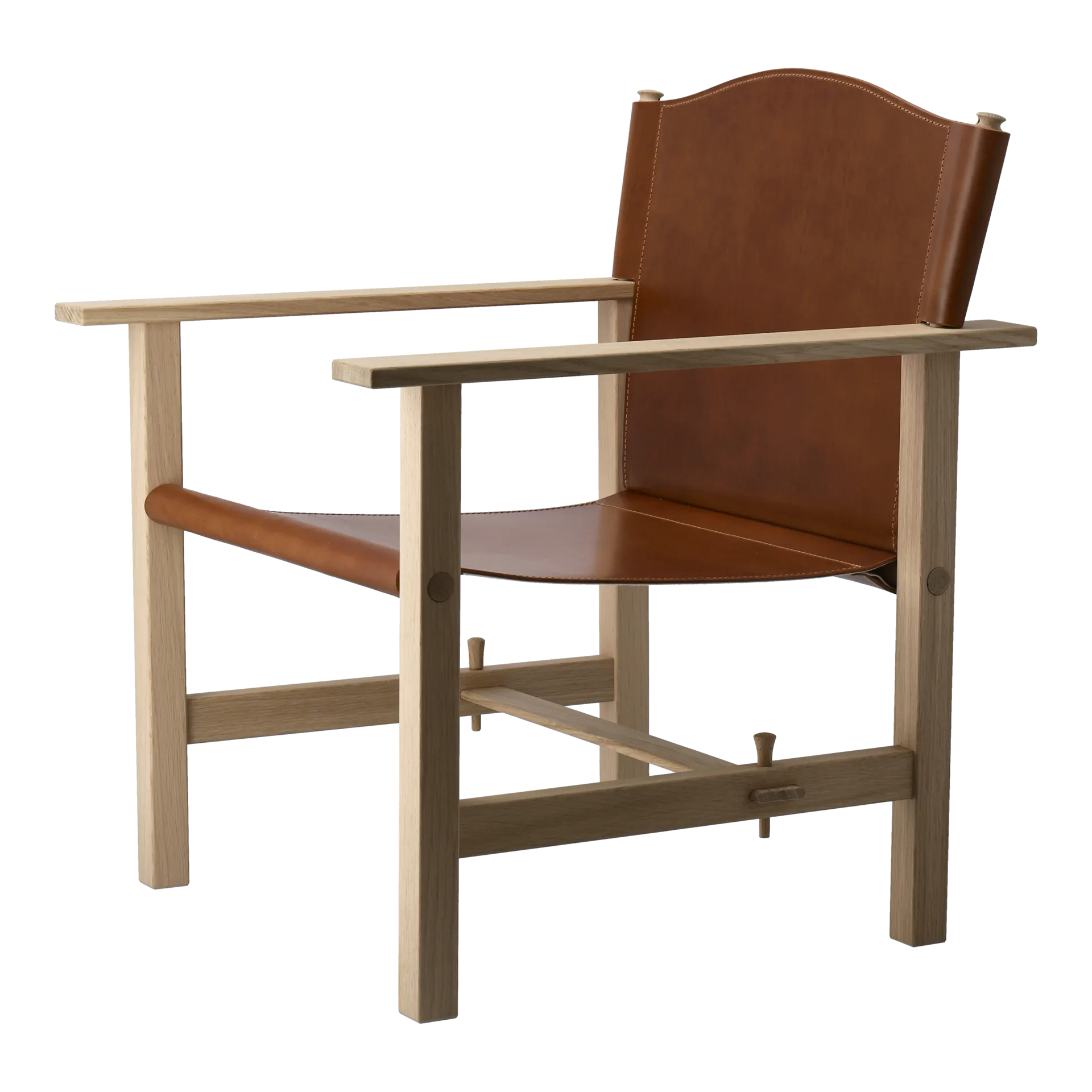 Ferdinand fauteuil, Eiken-onbehandeld-Tärnsjö leer cognac Gärsnäs