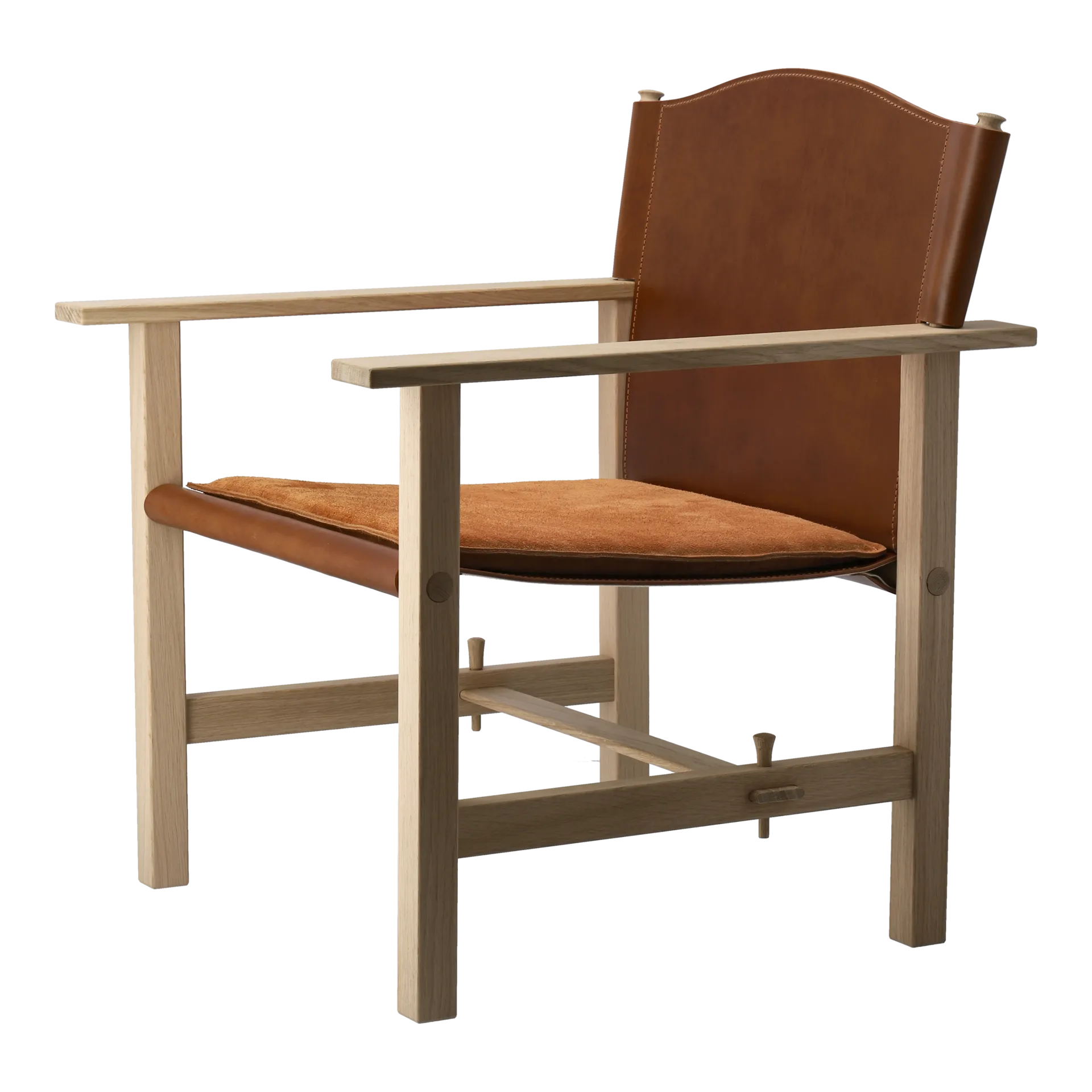 Ferdinand fauteuil, Eiken-onbehandeld-Tärnsjö leer cognac Gärsnäs