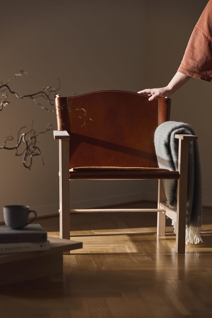 Ferdinand fauteuil, Eiken-onbehandeld-Tärnsjö leer cognac Gärsnäs