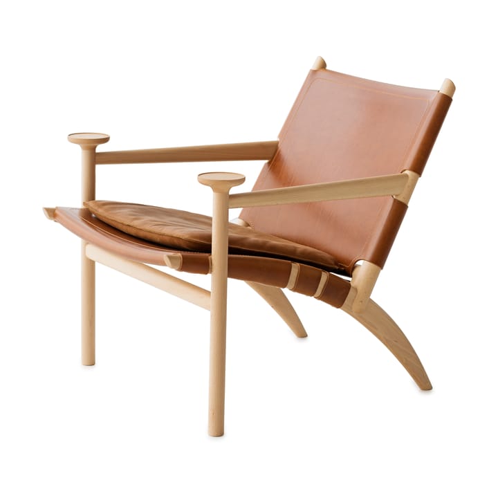 Hedwig fauteuil - Beuk-white-Tärnsjö leer cognac - Gärsnäs