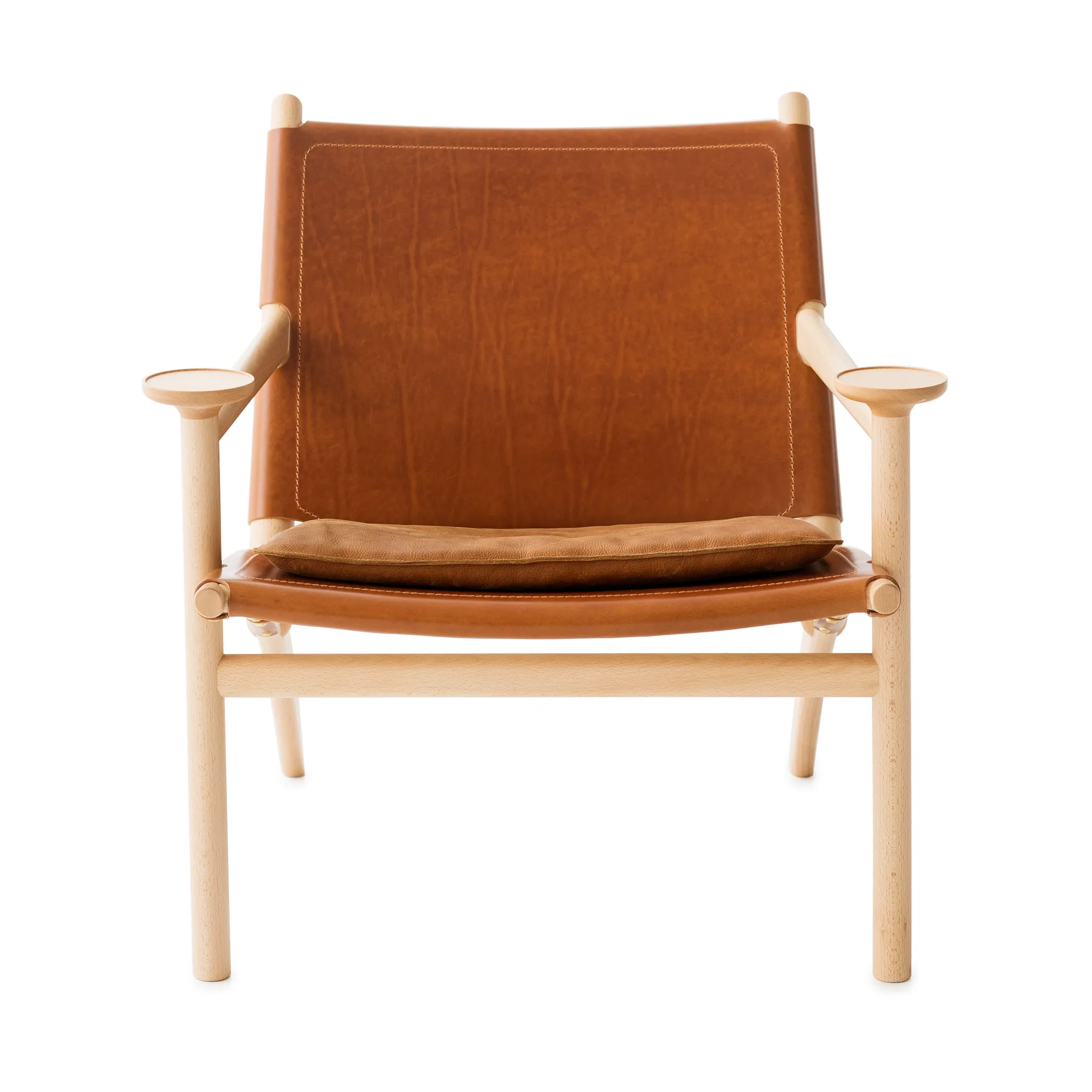 Hedwig fauteuil, Beuk-white-Tärnsjö leer cognac Gärsnäs