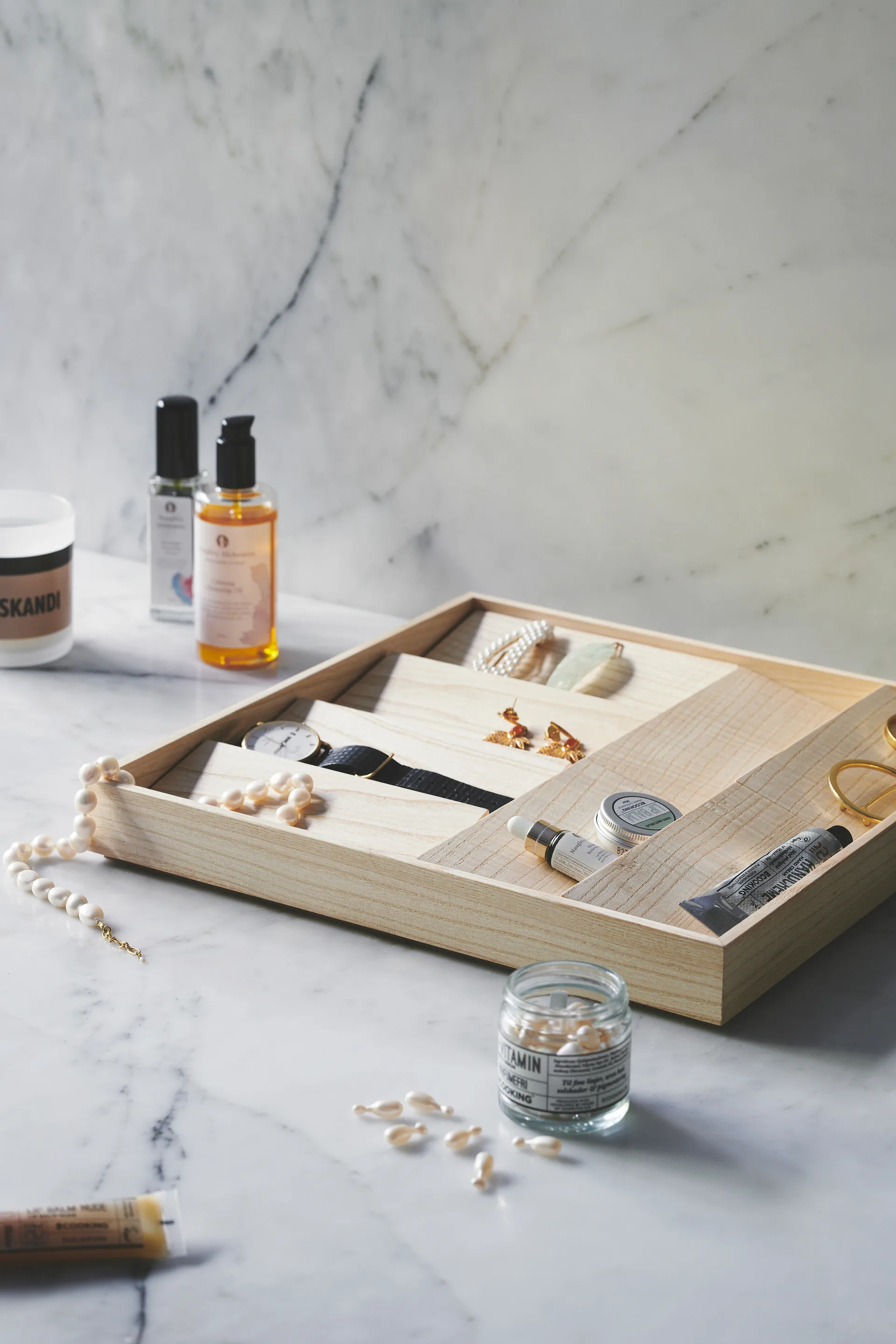 Duune organizer 8 opbergbakje , Licht eikenhout Gejst