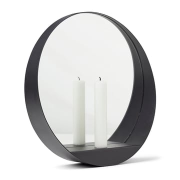 Glim spiegel/kandelaar Ø28 cm - Zwart - Gejst