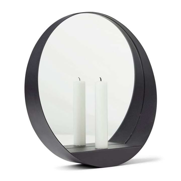 Glim spiegel/kandelaar Ø28 cm, Zwart Gejst