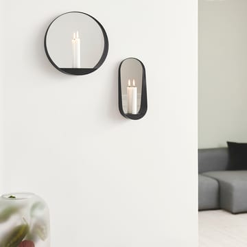 Glim spiegel/kandelaar Ø28 cm - Zwart - Gejst