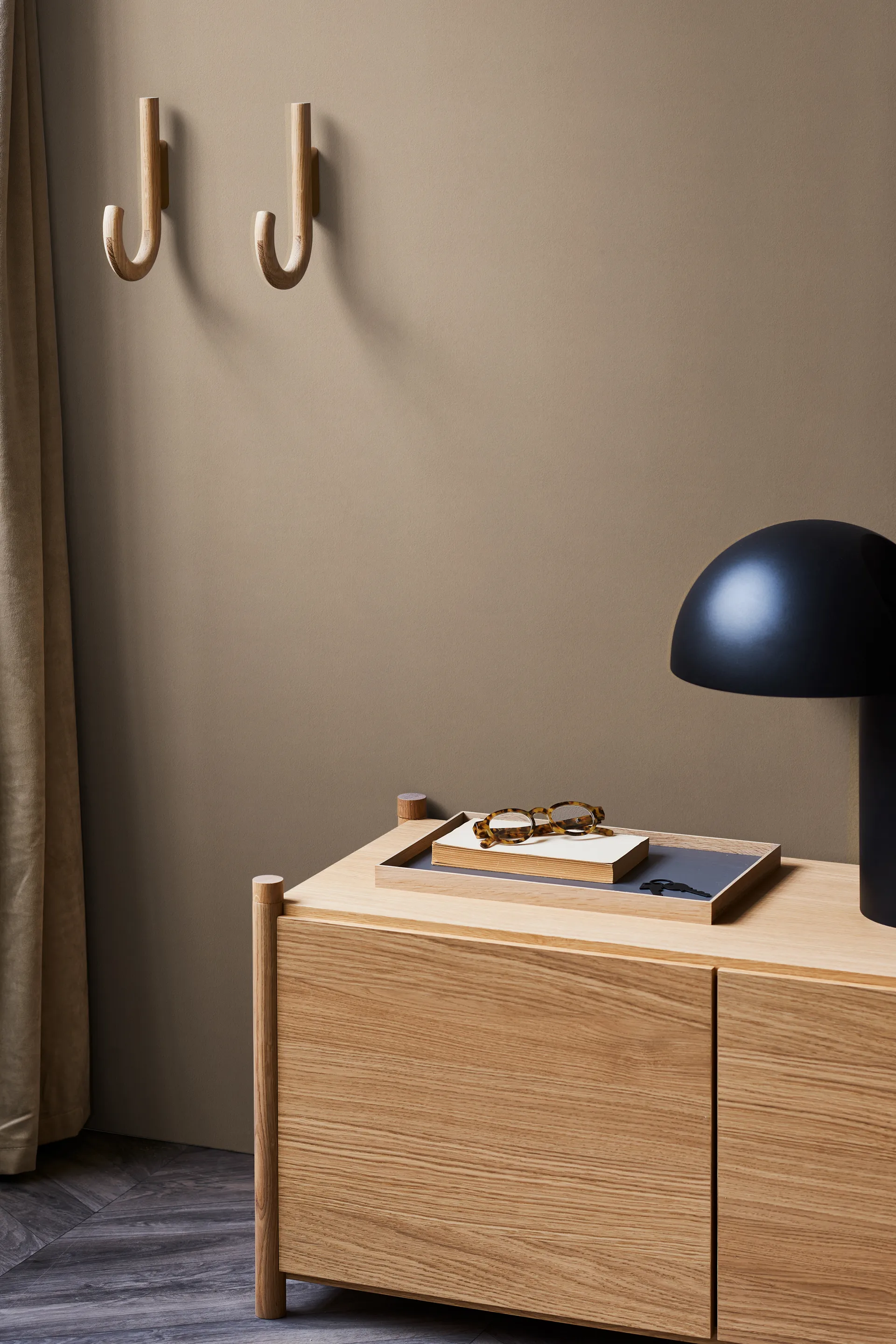 Hook haak 19 cm, Eikenhout-messing Gejst