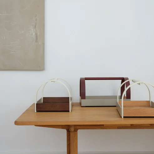 Kydo dienblad met handgrepen 40,5x27x23,5 cm, Eik-beige white Gejst