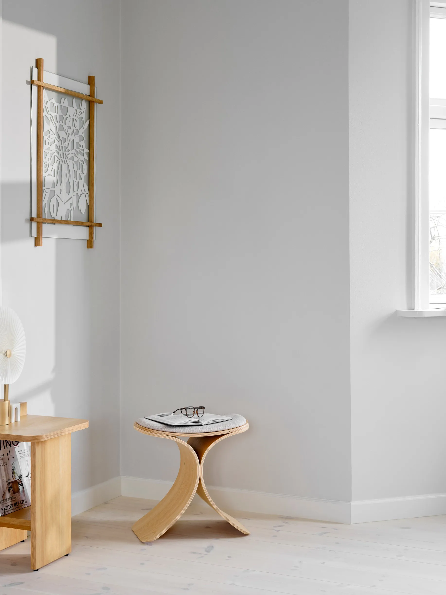 Luno kruk 48x28x72 cm, Eik-beige textiel Gejst