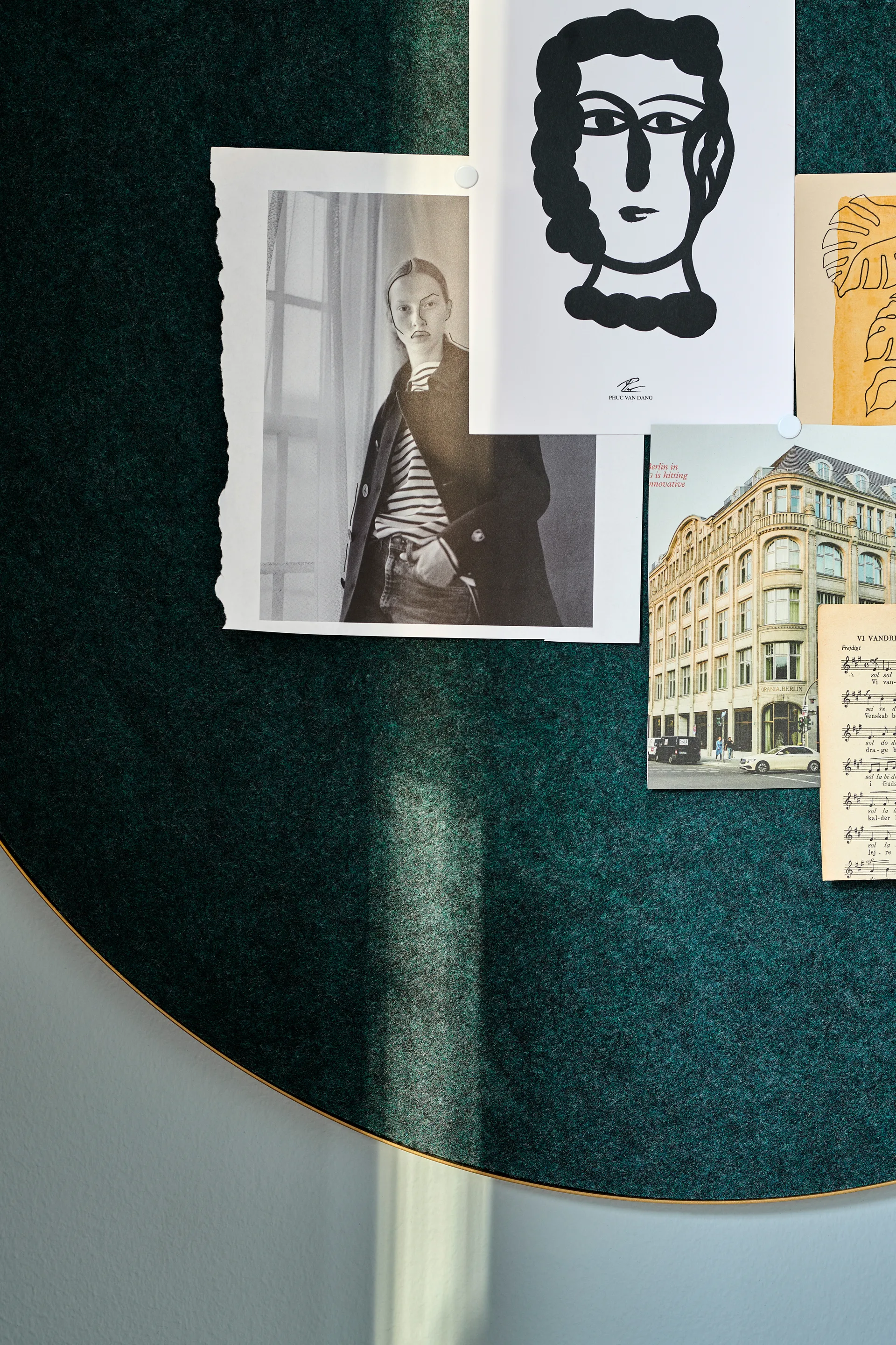 Retell pinboard prikbord Ø80 cm, Groen-messing Gejst