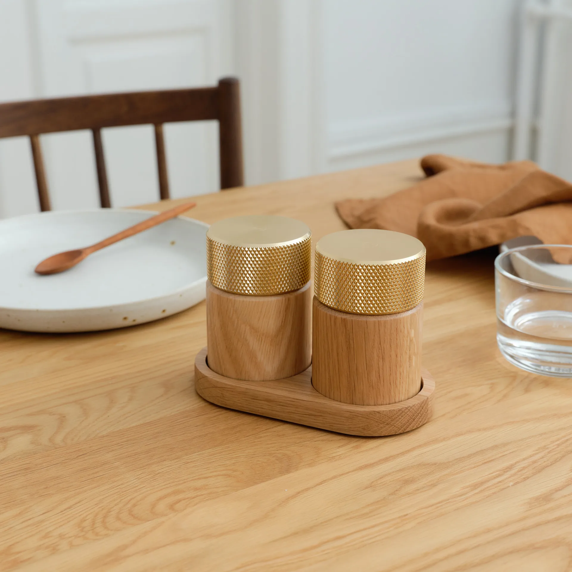 Sina zout- en pepermolen 6 cm, Eik-messing Gejst