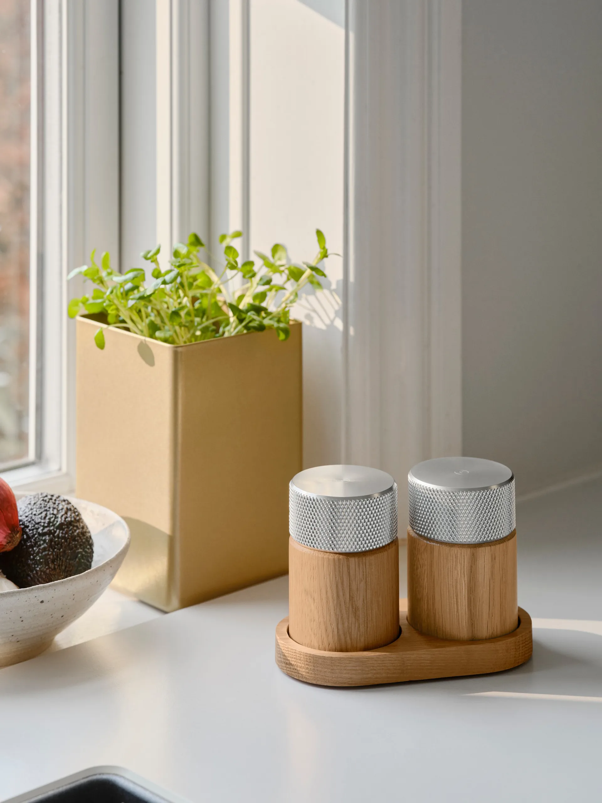 Sina zout- en pepermolen 6 cm, Eik-staal Gejst