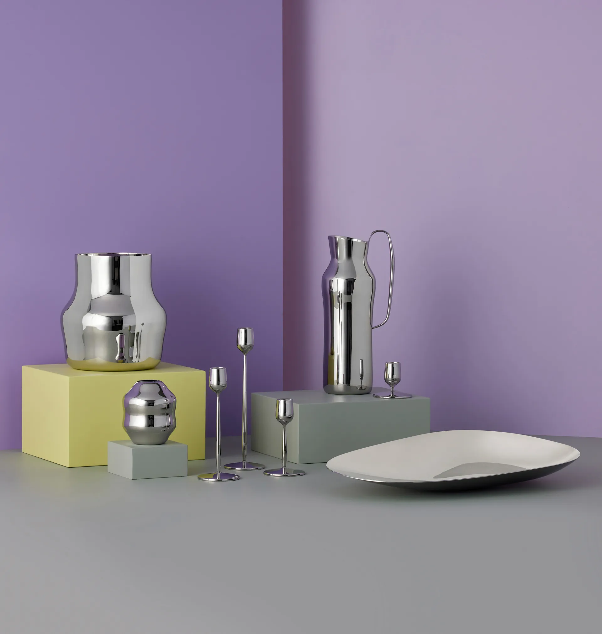 Dorotea kandelaar 23,5 cm, Glanzend staal Gense