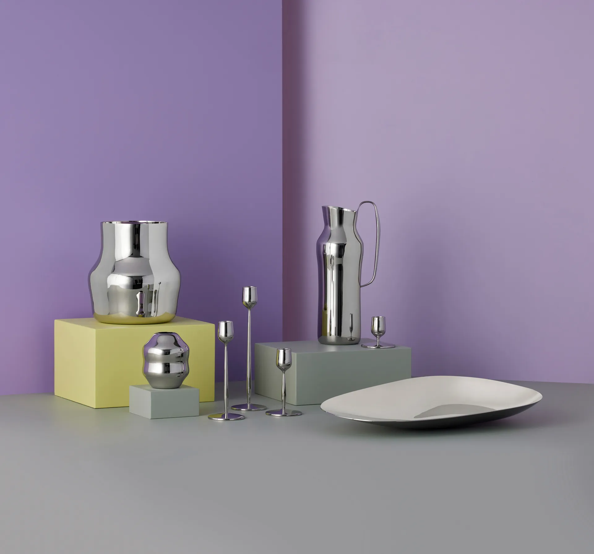 Dorotea kandelaar 5,5 cm, Glanzend staal Gense