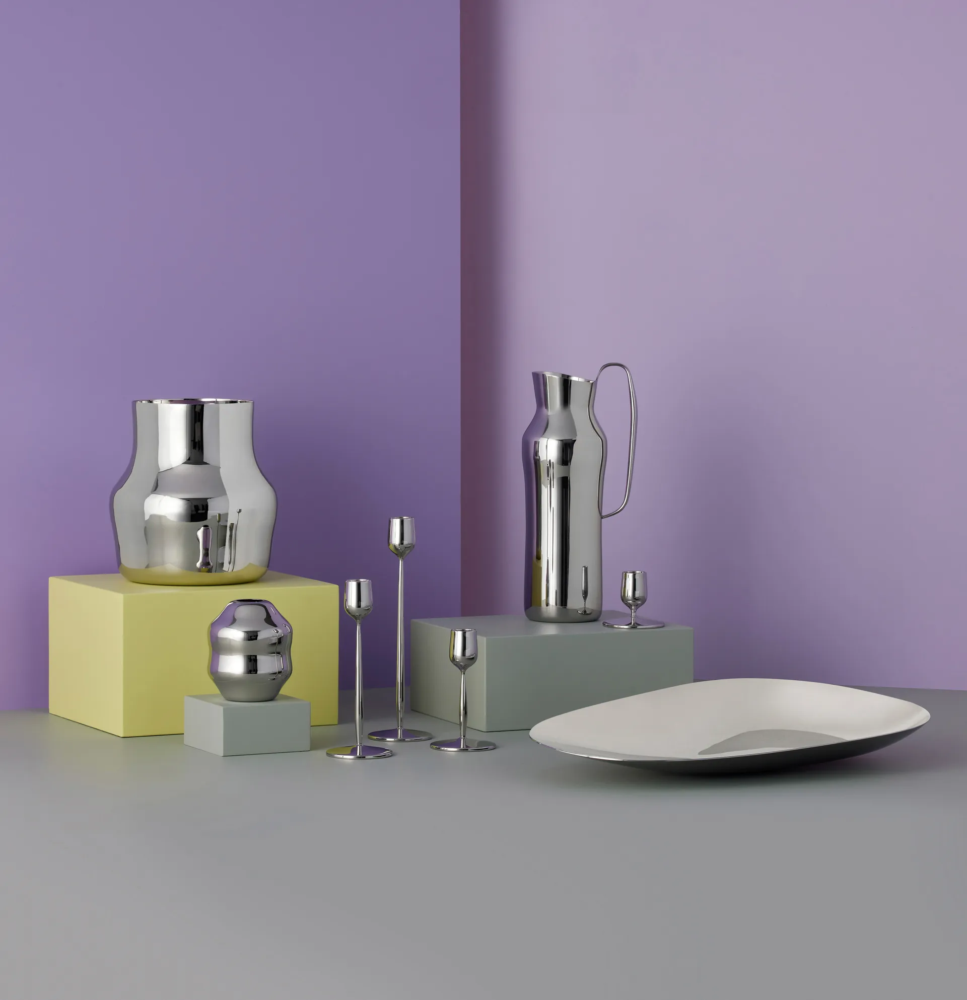 Dorotea karaf 30 cm, Glanzend staal Gense