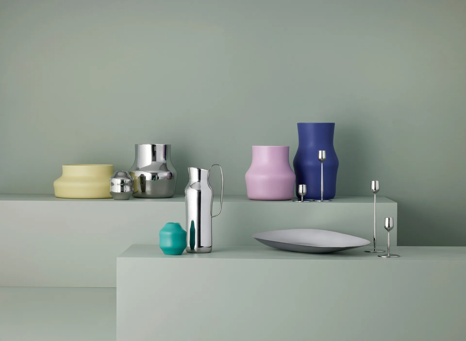 Dorotea vaas 18x19,5 cm, Glanzend staal Gense