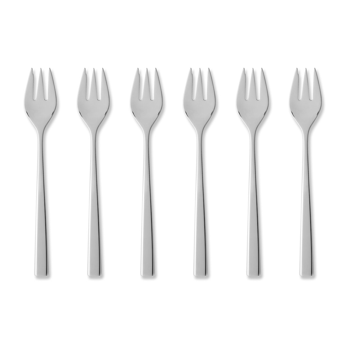 Gense Fuga taartvorkje 6-pack Roestvrij staal | Scandinavisch Interieur | Dessertbestek | Zilverkleurig