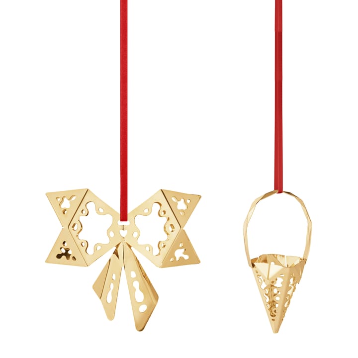 2022 Bow & Cone kersthanger 2-delig - verguld - Georg Jensen