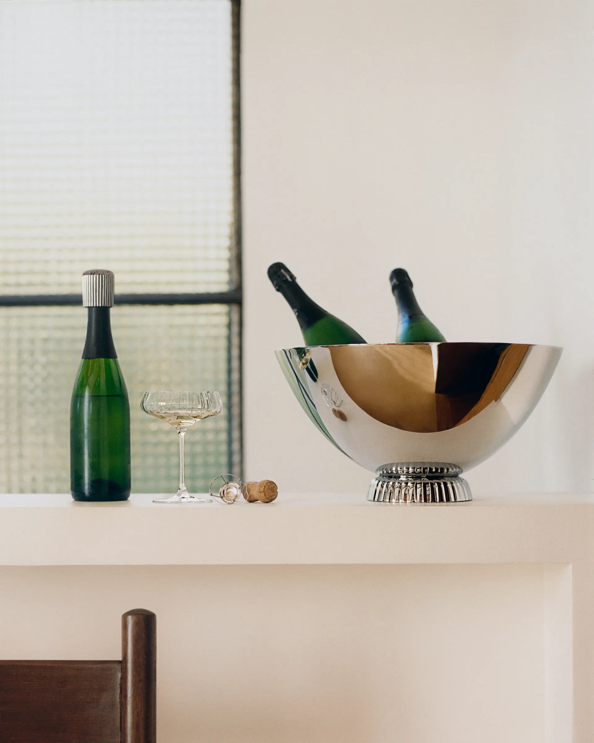 Bernadotte champagnekoeler, Zilver, Ø40 cm Georg Jensen