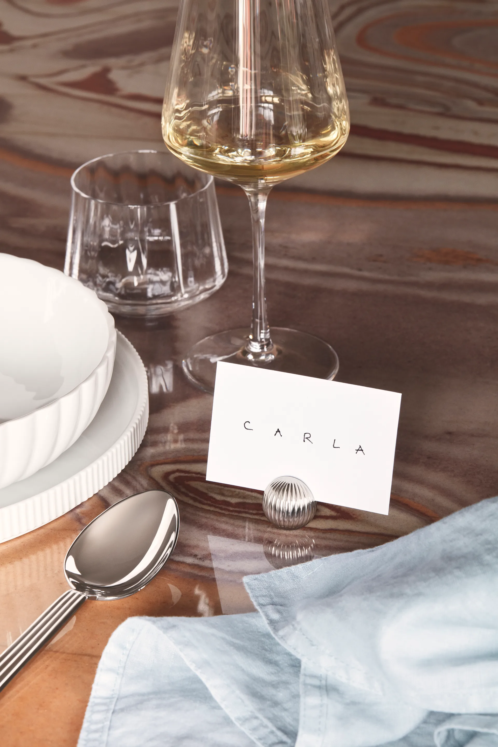 Bernadotte houder voor tafelkaartjes 4-pack, Verchroomd Georg Jensen