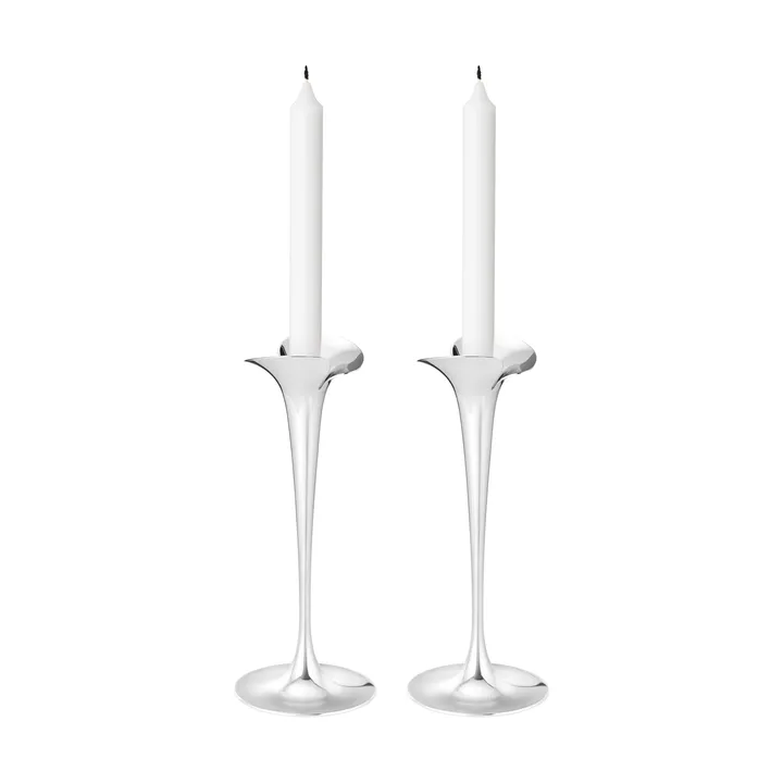 Bloom kandelaars voor kroonkaarsen - Roestvrij staal, groot, 2-pack - Georg Jensen