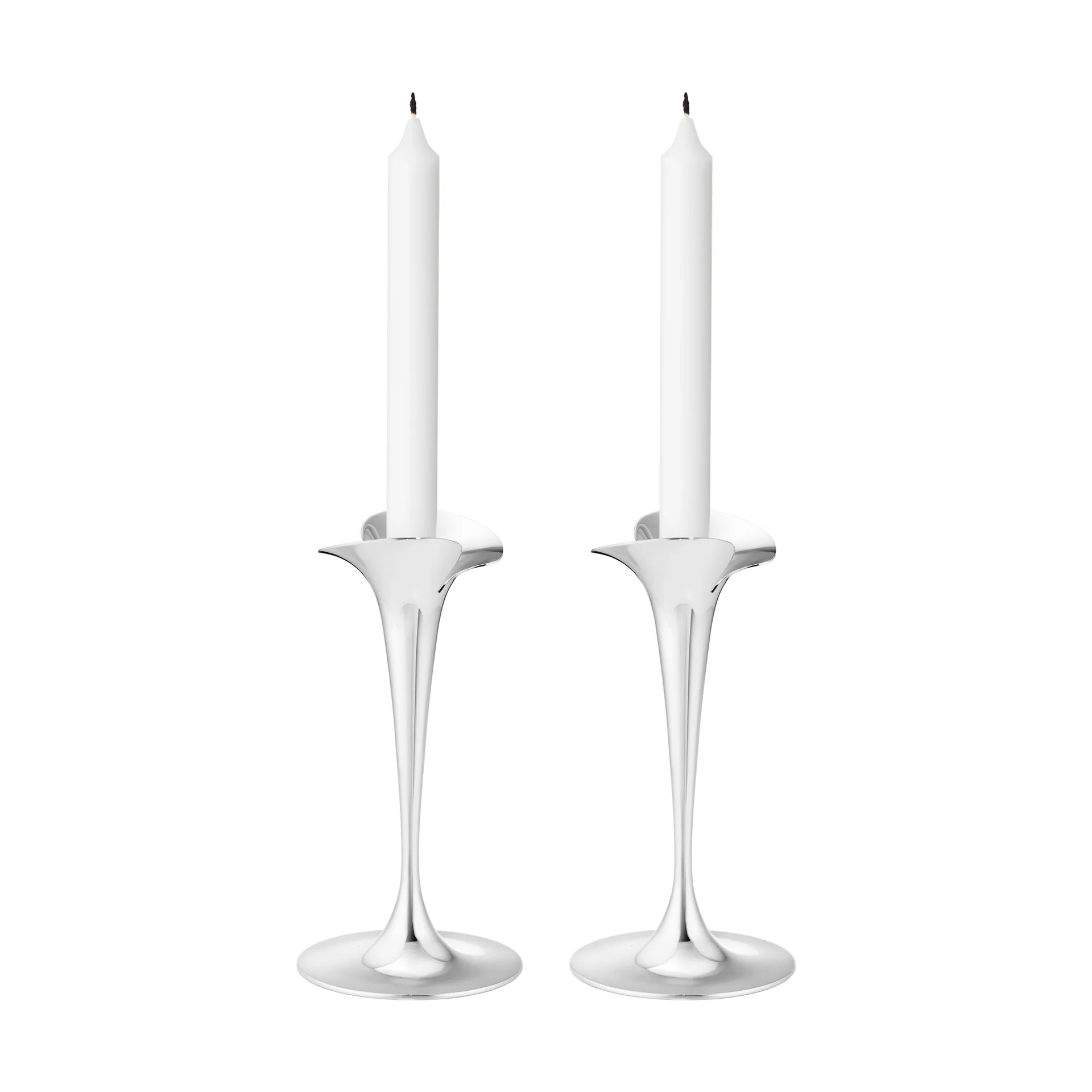 Bloom kandelaars voor kroonkaarsen, Roestvrij staal, klein, 2-pack Georg Jensen