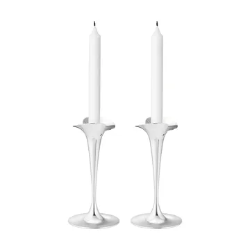 Bloom kandelaars voor kroonkaarsen - Roestvrij staal, klein, 2-pack - Georg Jensen