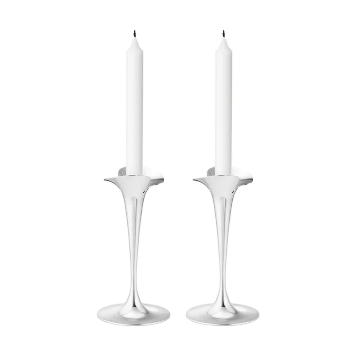 Bloom kandelaars voor kroonkaarsen - Roestvrij staal, klein, 2-pack - Georg Jensen