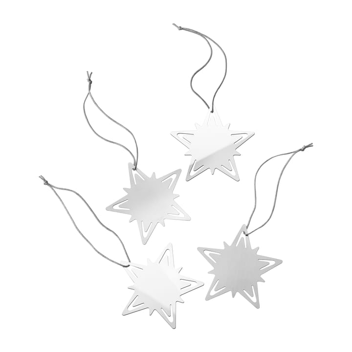 Classic christmas star cadeaudecoratie 4-pack - Zilver - Georg Jensen