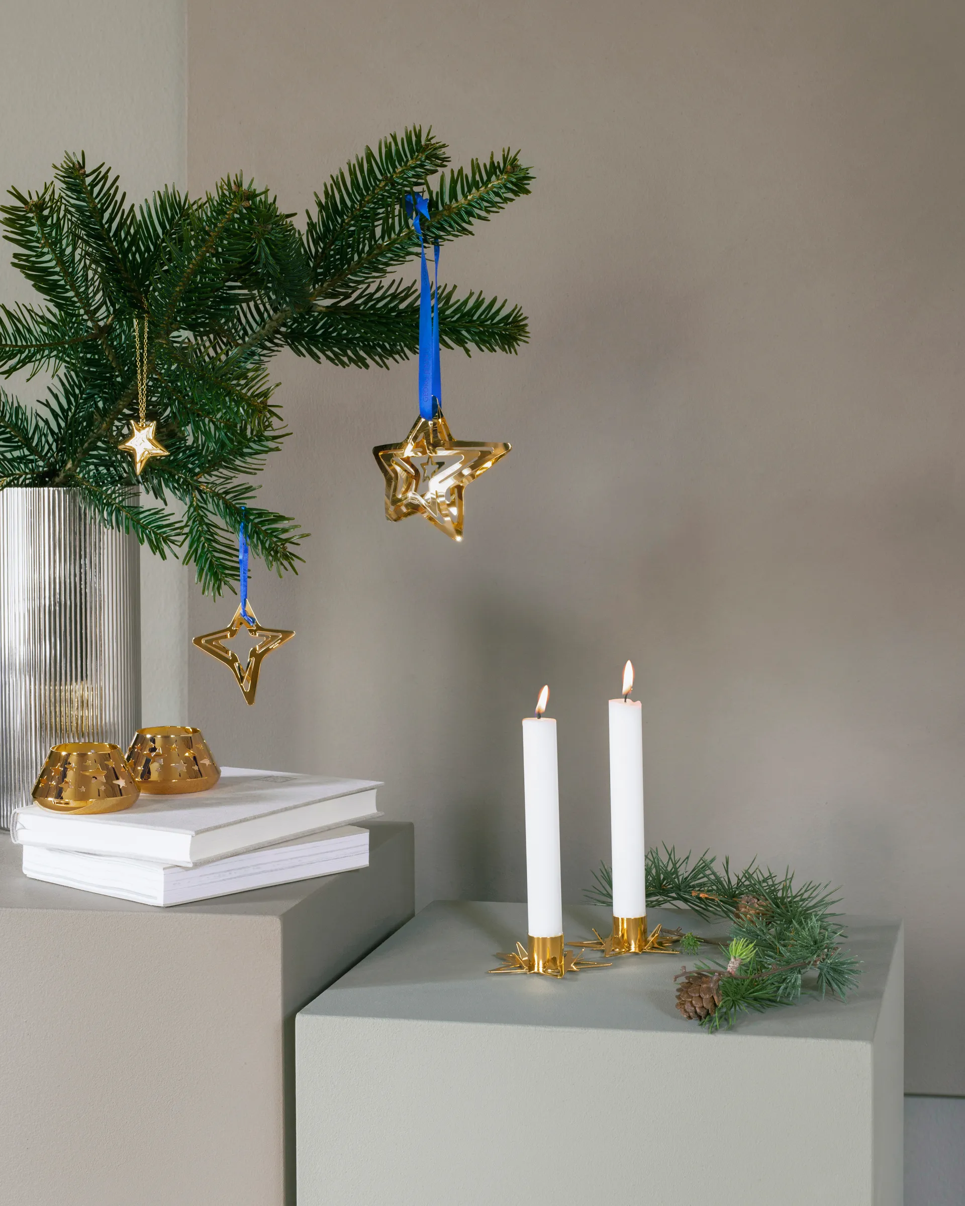 Classic christmas star kandelaar Ø9 cm 2-pack, Goud Georg Jensen