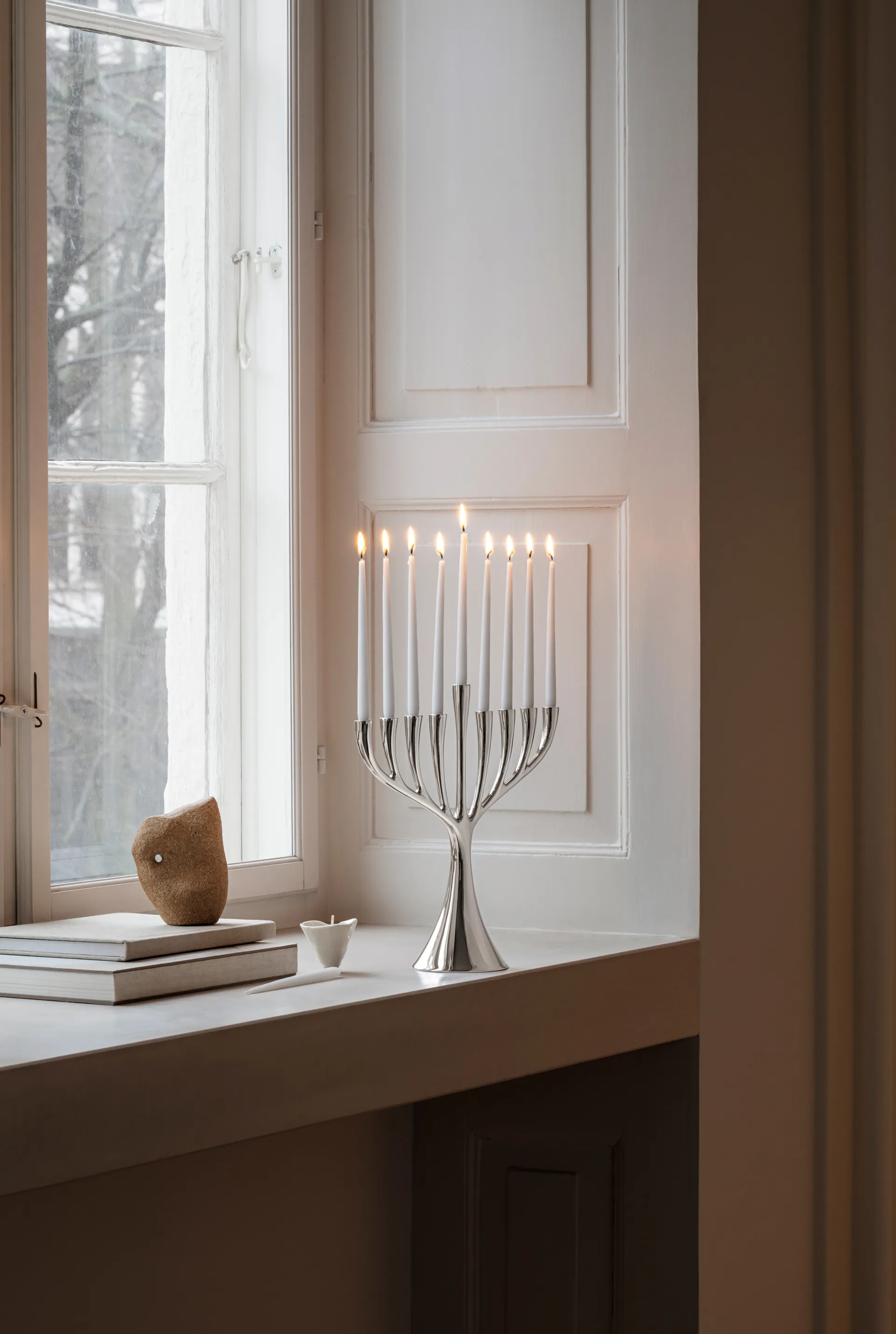 Cobra Hanukkah kaarsen 18-pack, Wit Georg Jensen