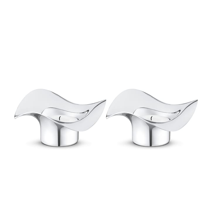 Cobra waxinelichthouder 2-pack - roestvrij staal - Georg Jensen