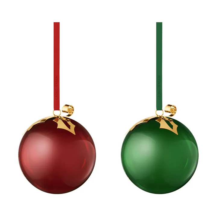 glazen kerstbal 2026 - Rood-groen, 2 delen - Georg Jensen