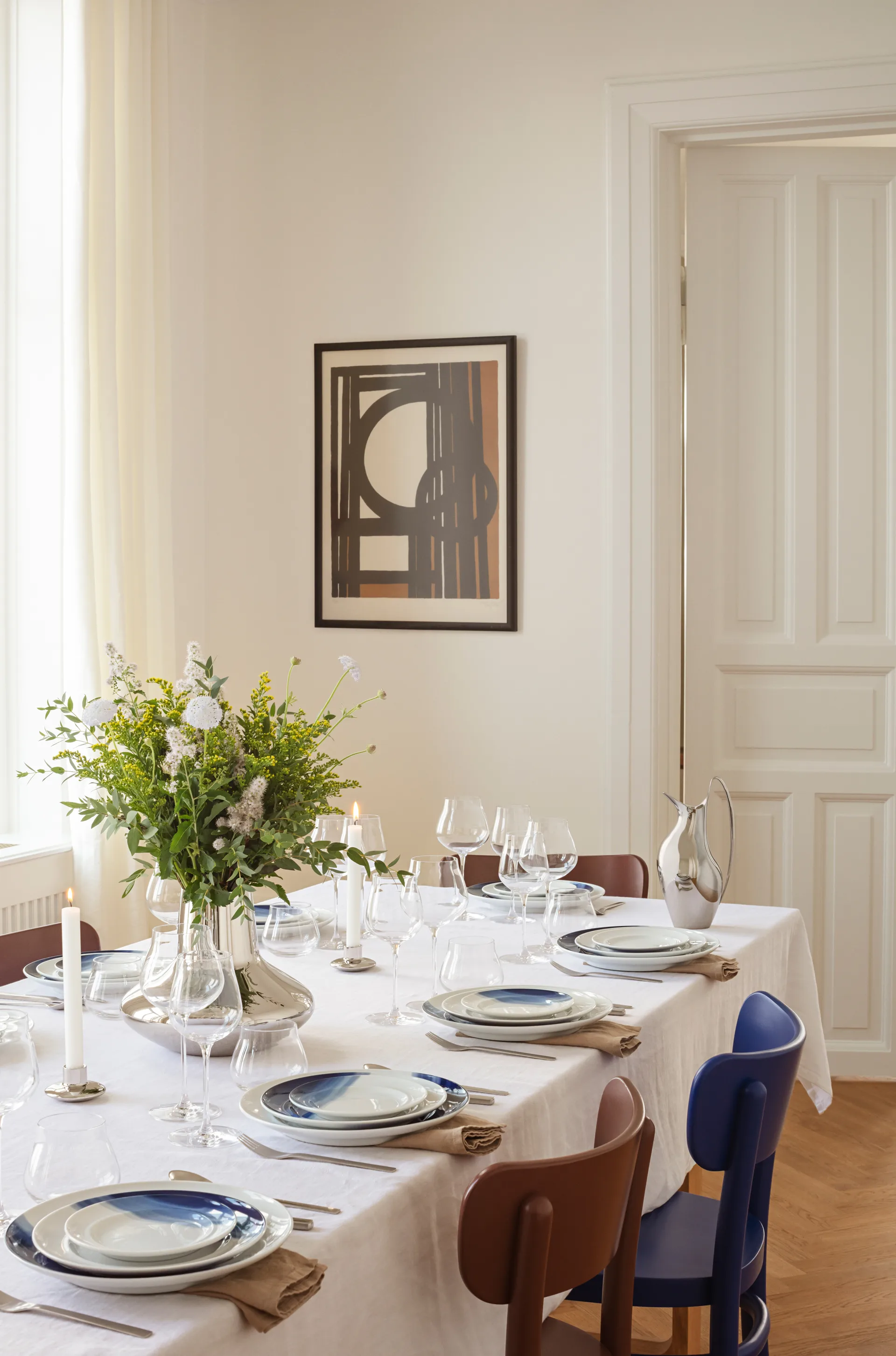 Koppel bord decor Ø22 cm, Wit-blauw Georg Jensen