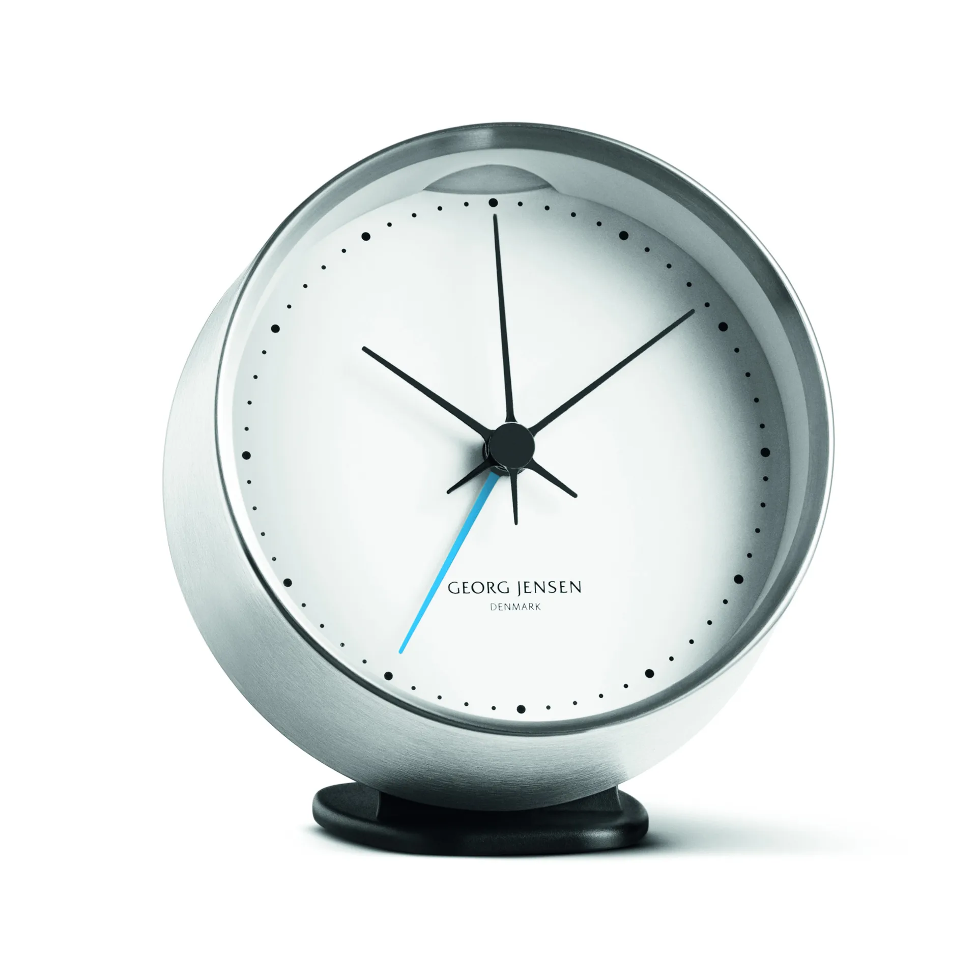 Koppel tafelklok Ø 10 cm., wit-roestvrij staal Georg Jensen