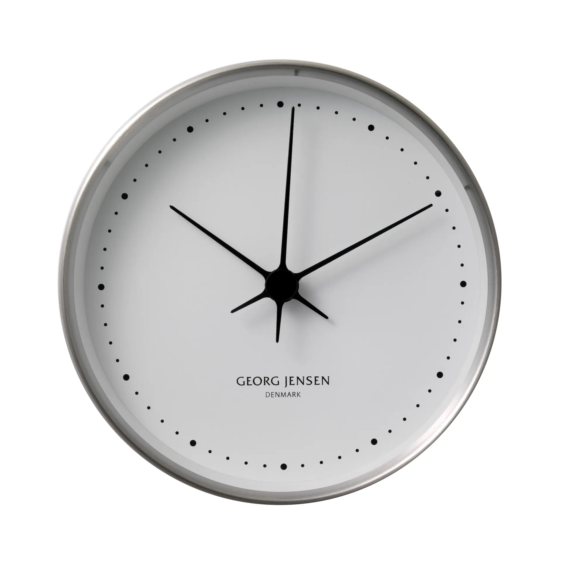 Koppel wandklok wit-roestvrij staal, Ø 22 cm. Georg Jensen