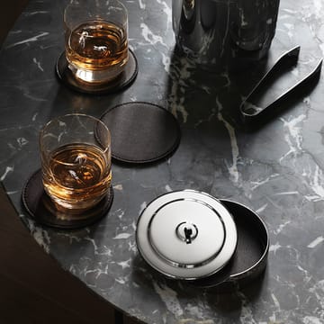 Manhattan glasonderzetters 4-pack - Bruin leer - Georg Jensen