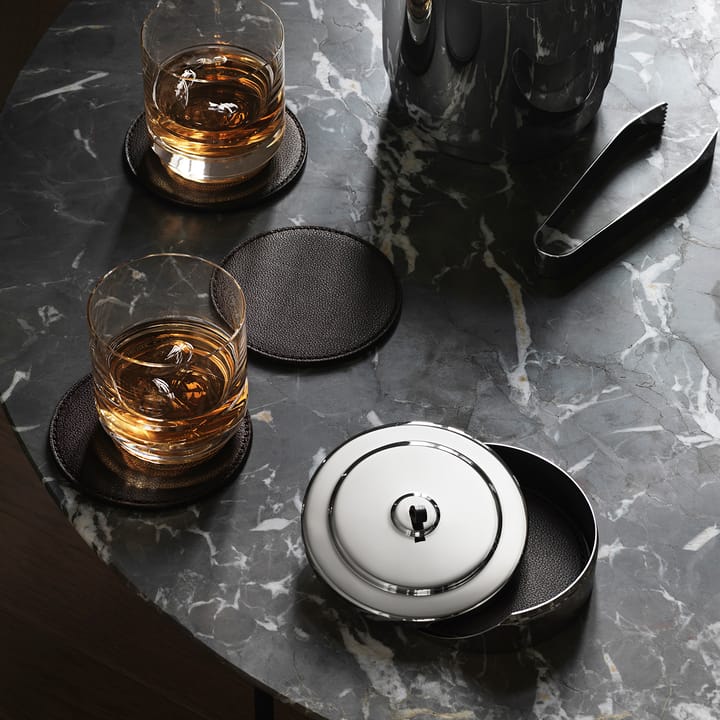 Manhattan glasonderzetters 4-pack, Bruin leer Georg Jensen