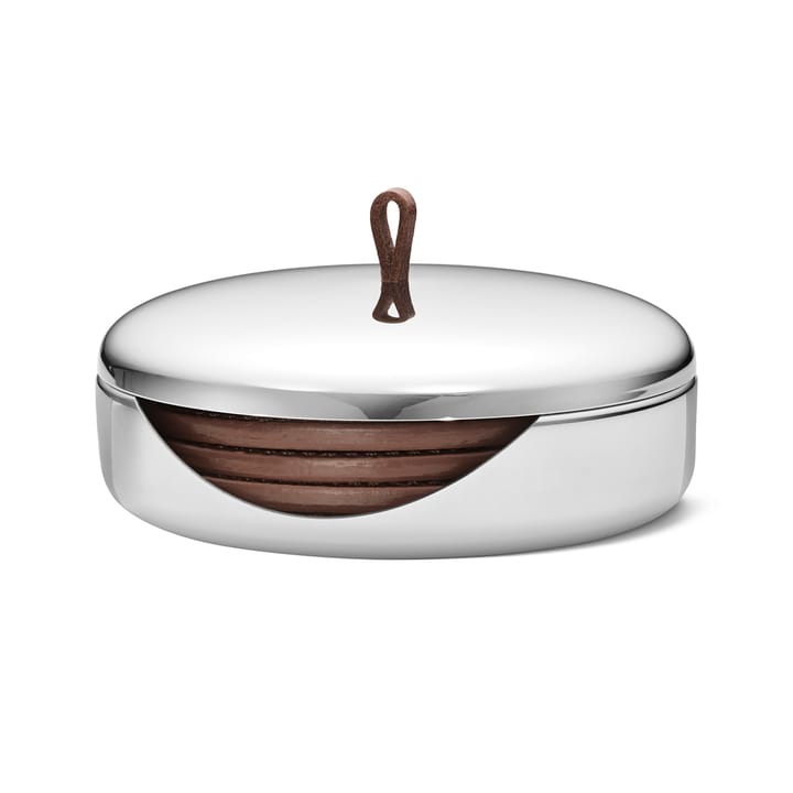 Sky glasonderzetters 4-pack, Bruin leer Georg Jensen