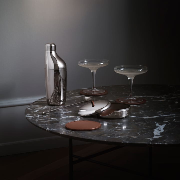 Sky glasonderzetters 4-pack, Bruin leer Georg Jensen
