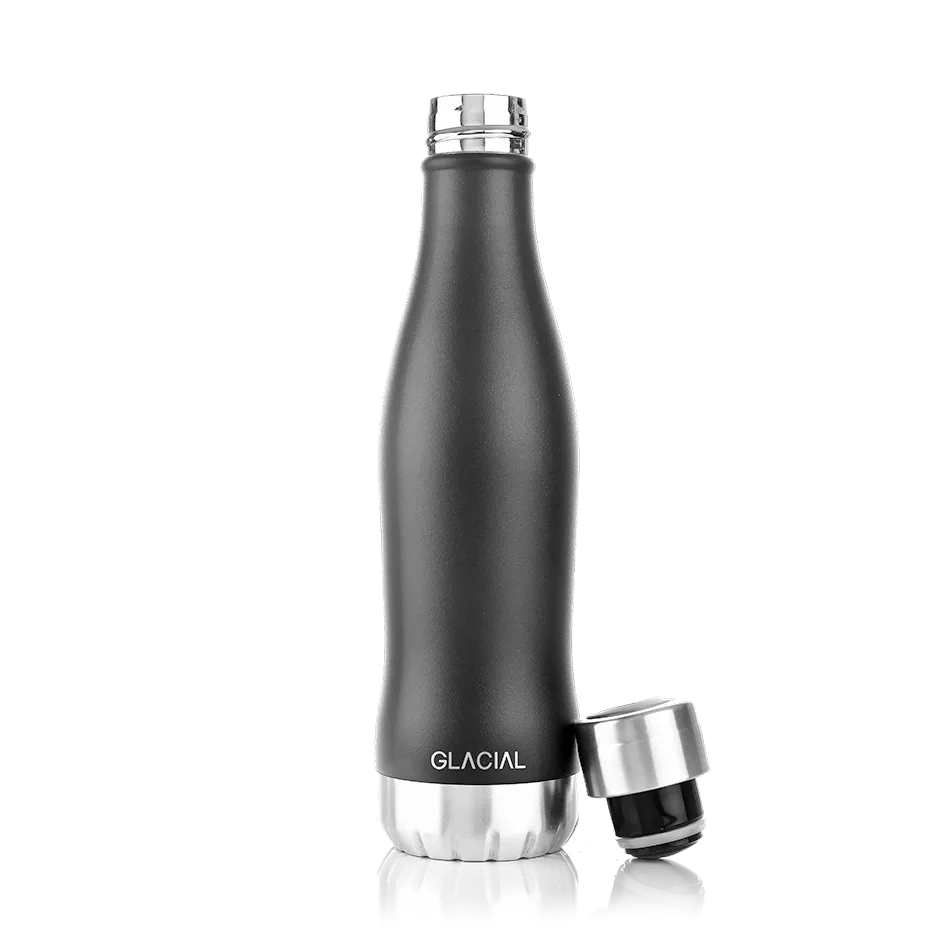 Glacial waterfles 400 ml, Matte black Glacial