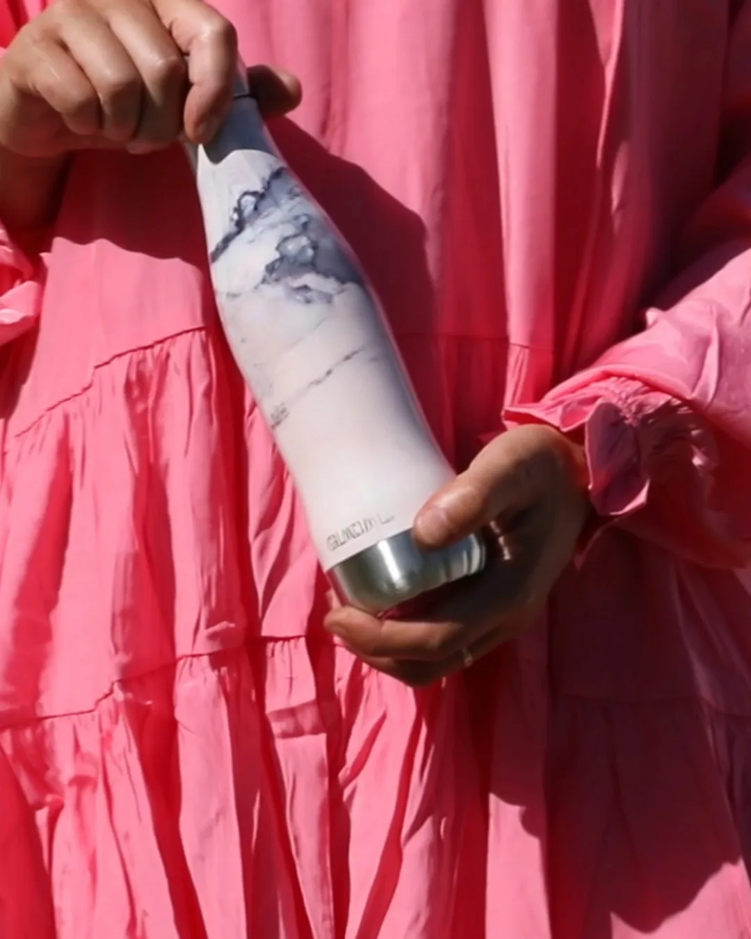 Glacial waterfles 400 ml, Pink marble Glacial