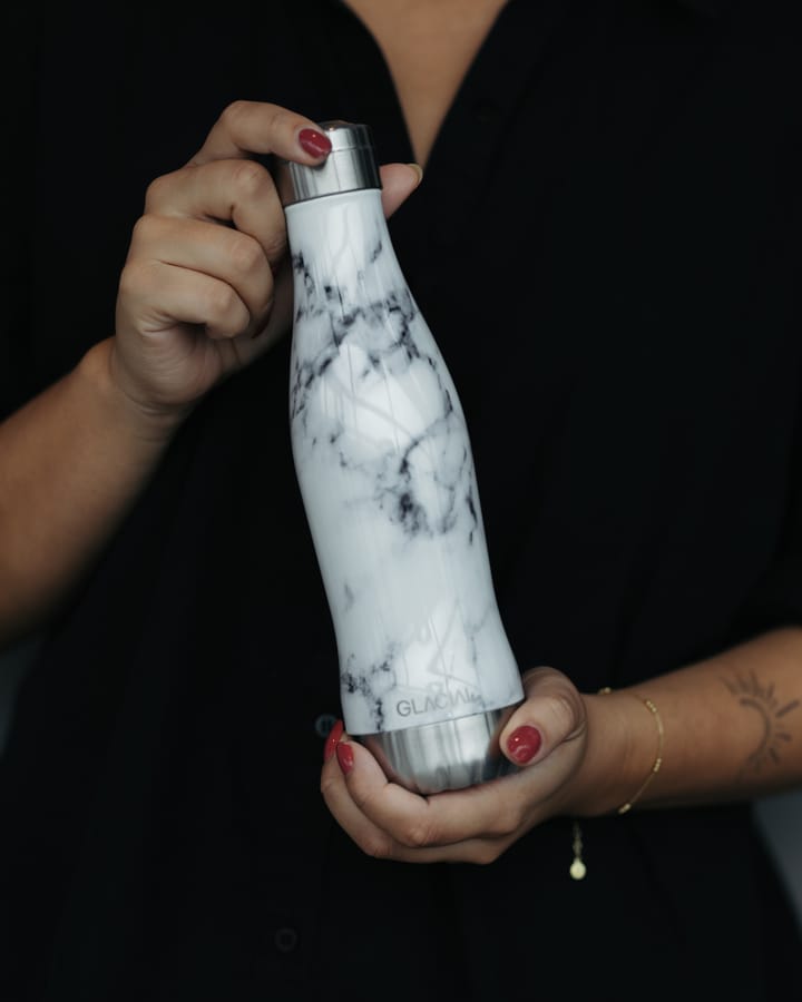 Glacial waterfles 400 ml, White marble Glacial