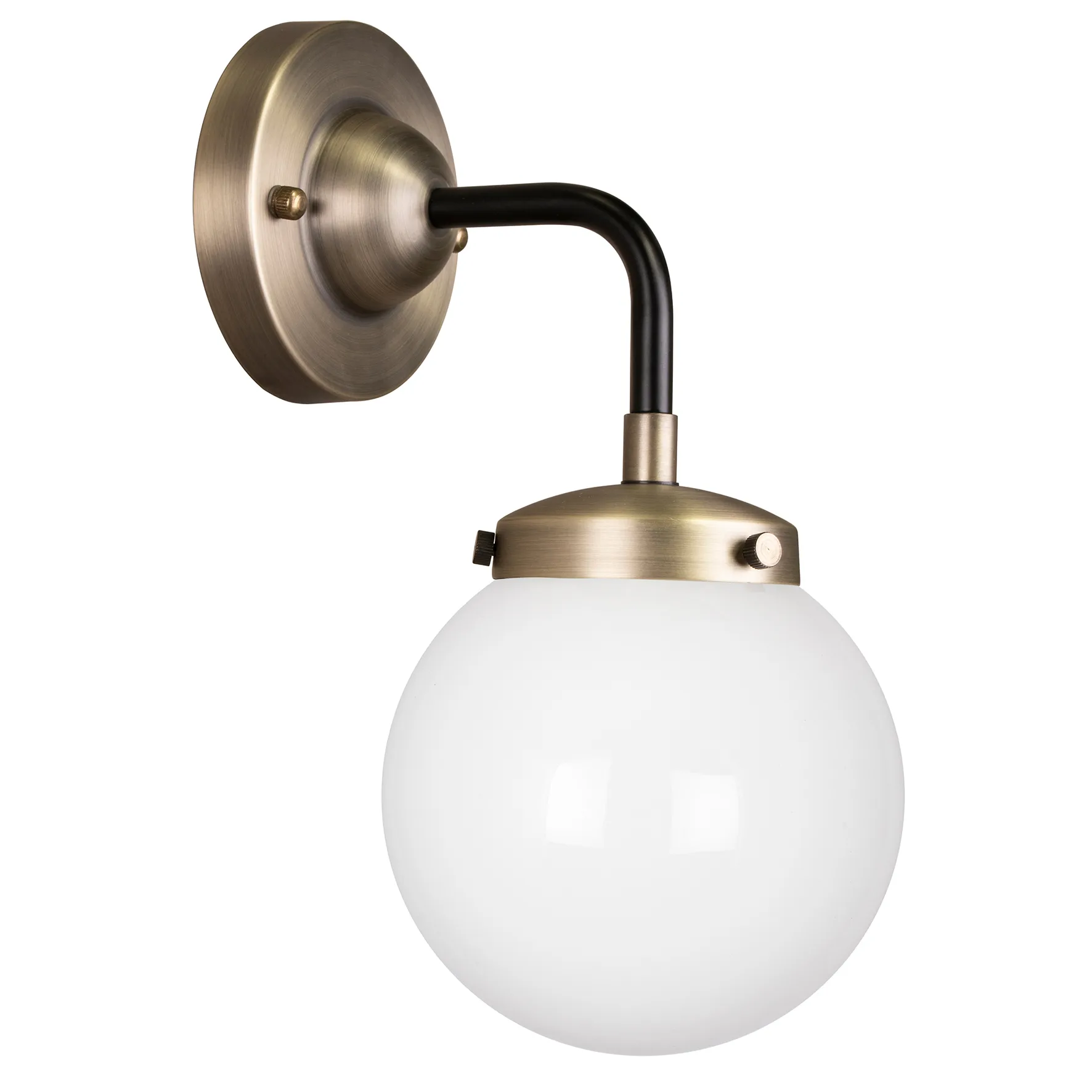 Alley 1 wandlamp IP44, Antiek messing-wit Globen Lighting