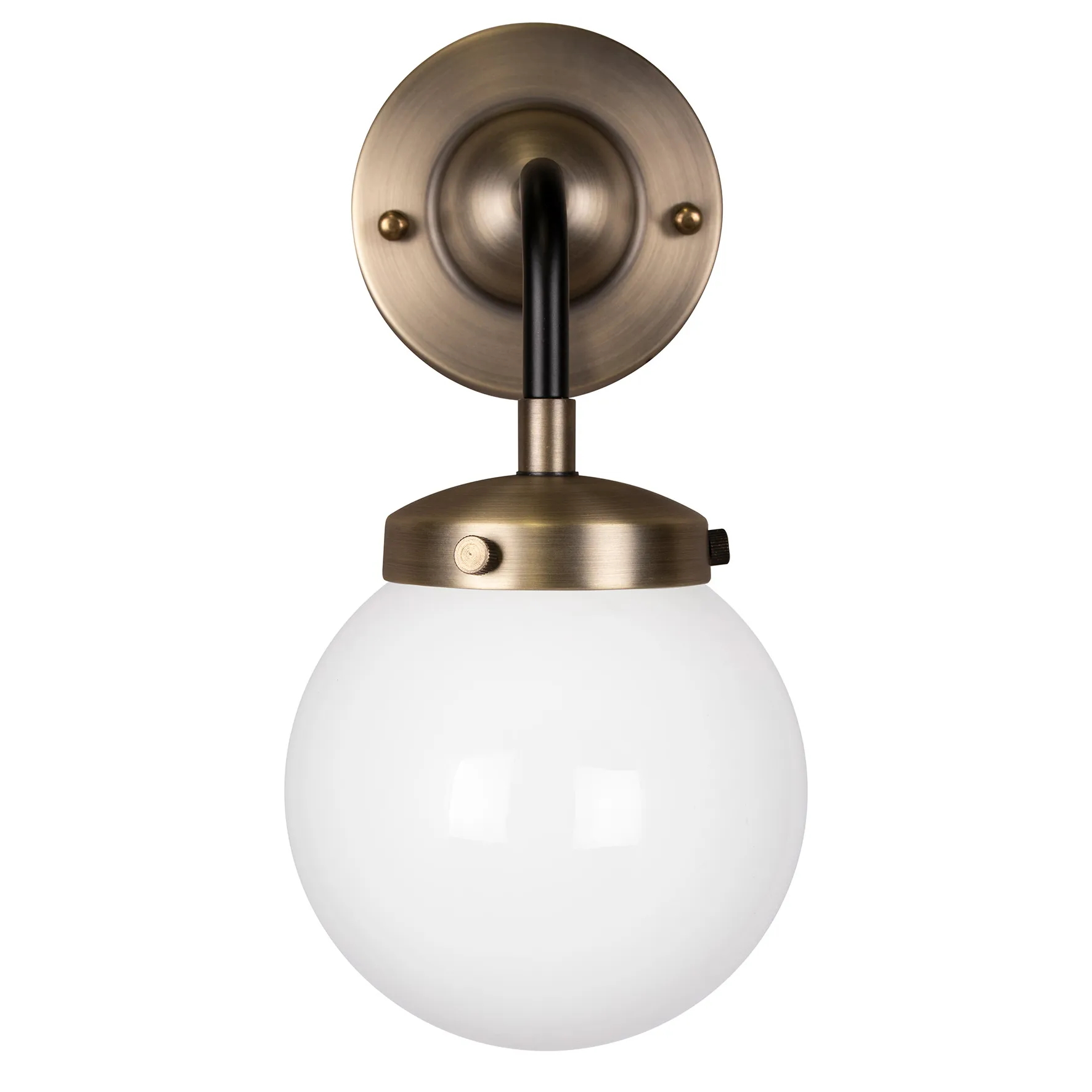 Alley 1 wandlamp IP44, Antiek messing-wit Globen Lighting