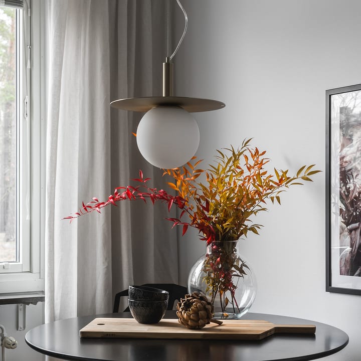 Art Deco hanglamp, Messing-opaalglas Globen Lighting