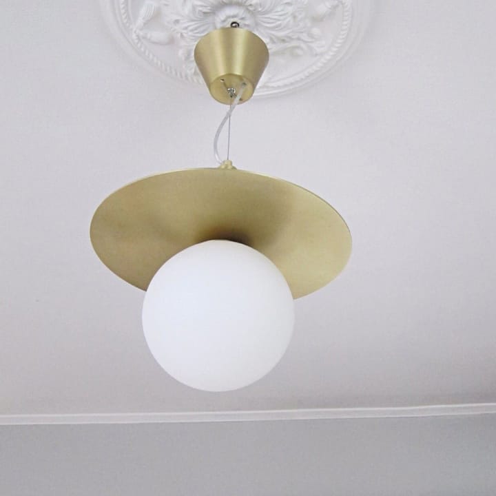 Art Deco hanglamp, Messing-opaalglas Globen Lighting