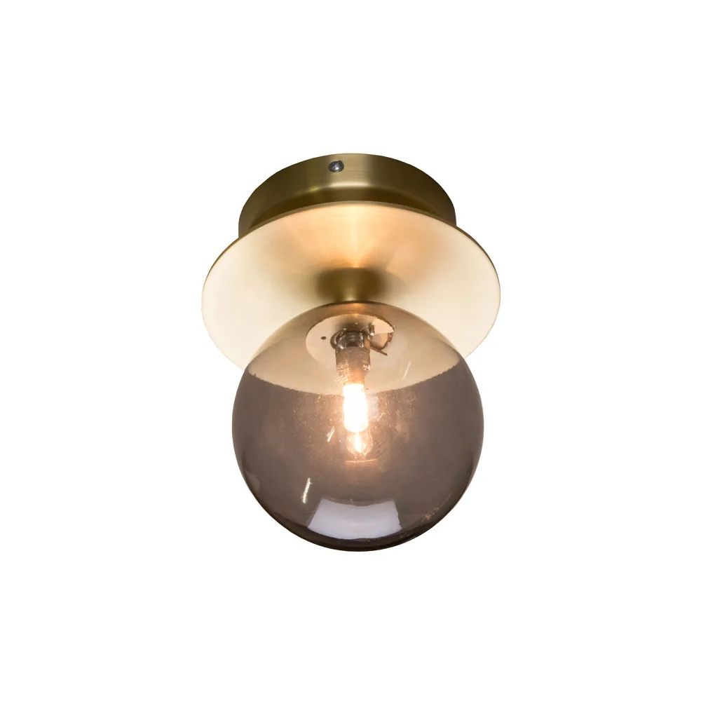 Art Deco IP44 Muurlamp, rook/geborsteld messing Globen Lighting