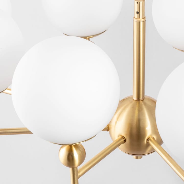 Astrid Hanglamp - messing/wit, 8 lampen - Globen Lighting